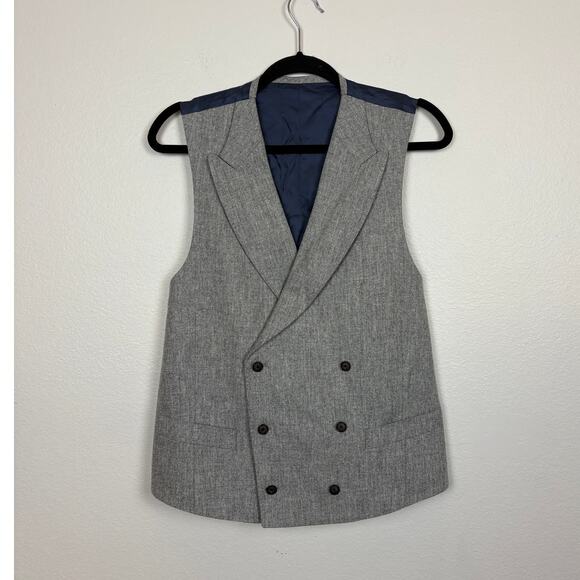 Suitsupply Pierre Light Grey Wool Double Breasted Notched Peak Lapel Vest US 38 - Picture 2 of 9